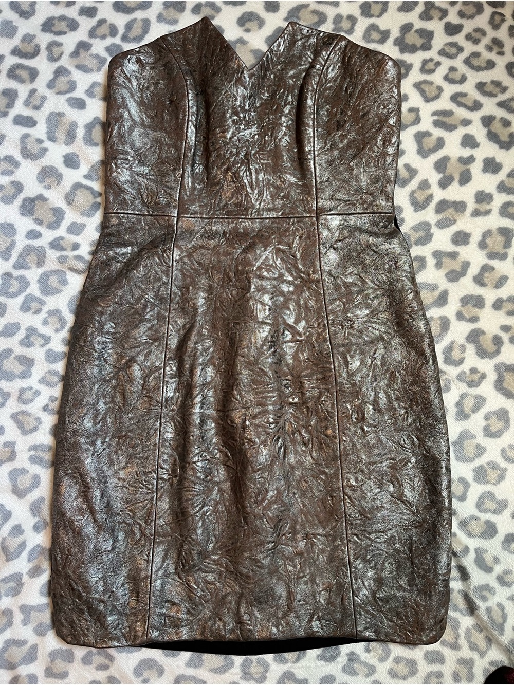 Catherine Malandrino Strapless Lamb Leather Mini Dress